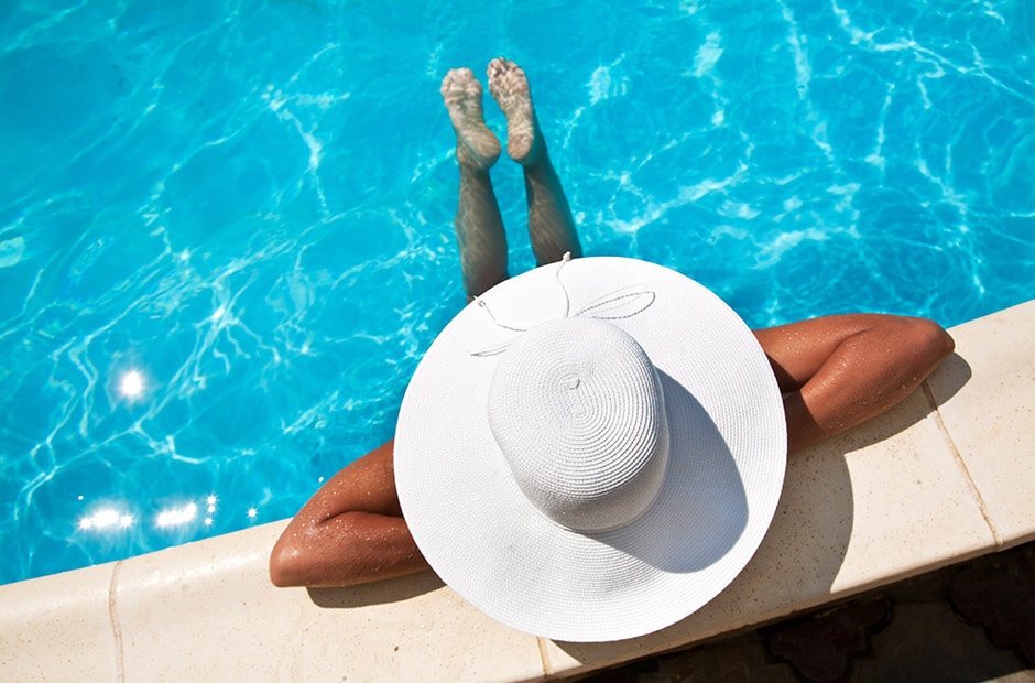 relaxing in the pool